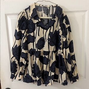 JODIFL Navy Floral Blouse